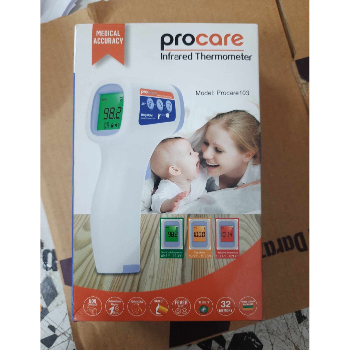 ProCare Smart Non-Contact Infrared Thermometer with 3 color display and Warrenty - Image 2