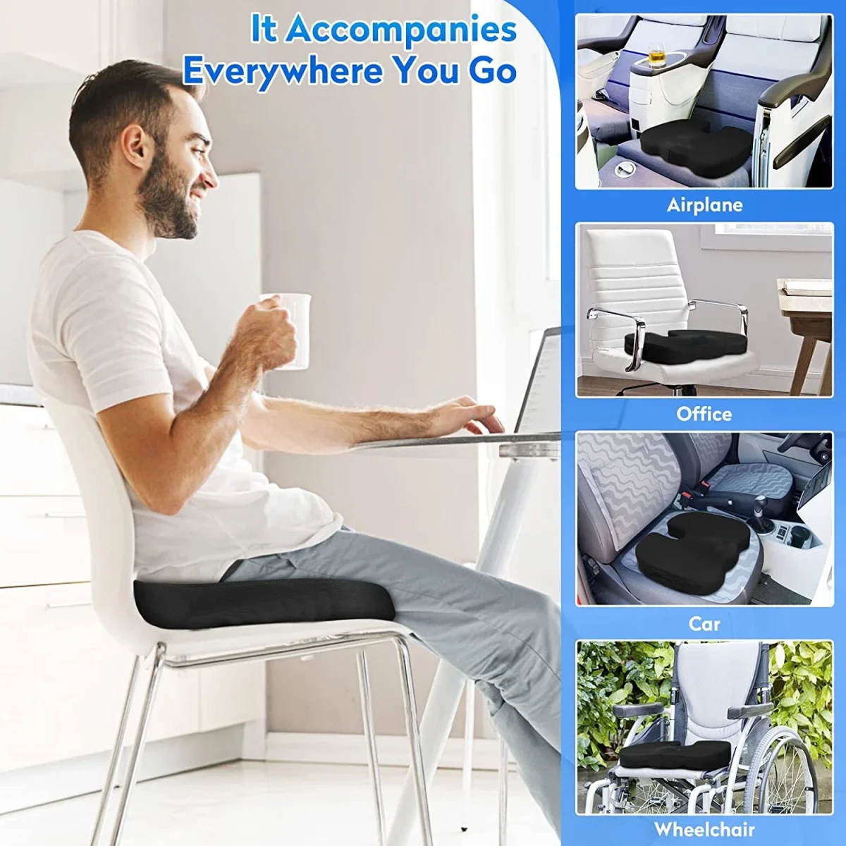 United Medicare Orthopedic Memory Foam Coccyx Seat Cushion for Tailbone Pain Relief - Image 5