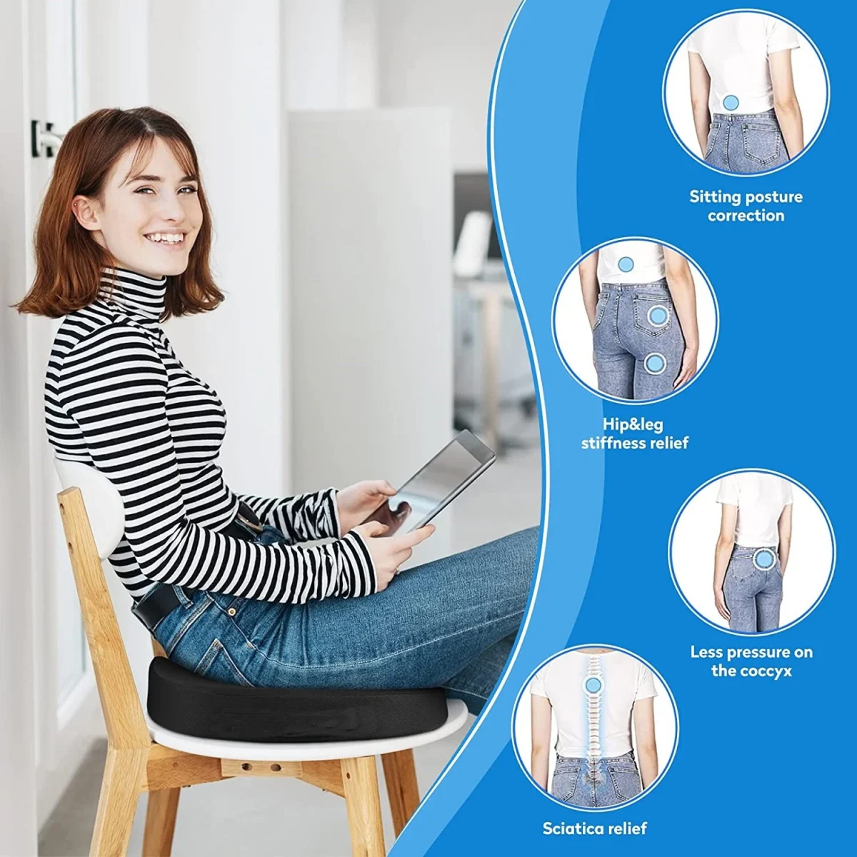United Medicare Orthopedic Memory Foam Coccyx Seat Cushion for Tailbone Pain Relief - Image 6